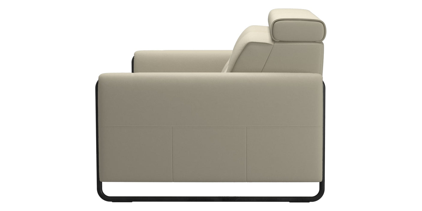 Paloma Leather Light Grey & Matte Black Arm Trim | Stressless Emily 2-Seater Sofa | Valley Ridge Furniture