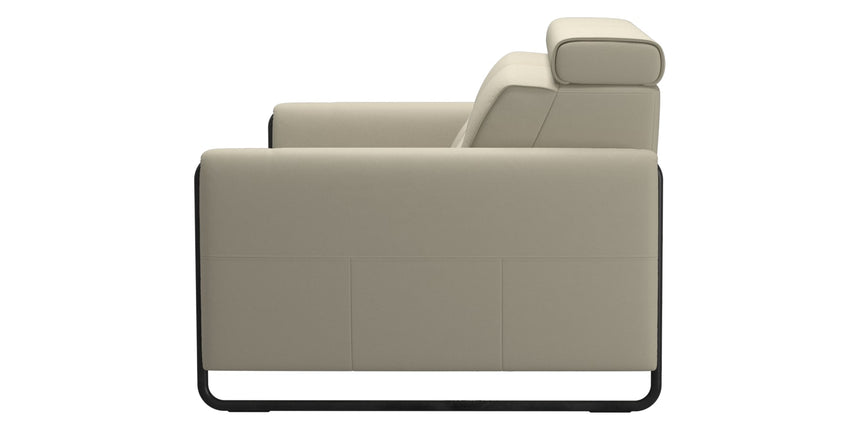 Paloma Leather Light Grey & Matte Black Arm Trim | Stressless Emily 2-Seater Sofa | Valley Ridge Furniture