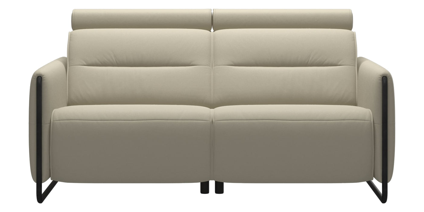 Paloma Leather Light Grey & Matte Black Arm Trim | Stressless Emily 2-Seater Sofa | Valley Ridge Furniture