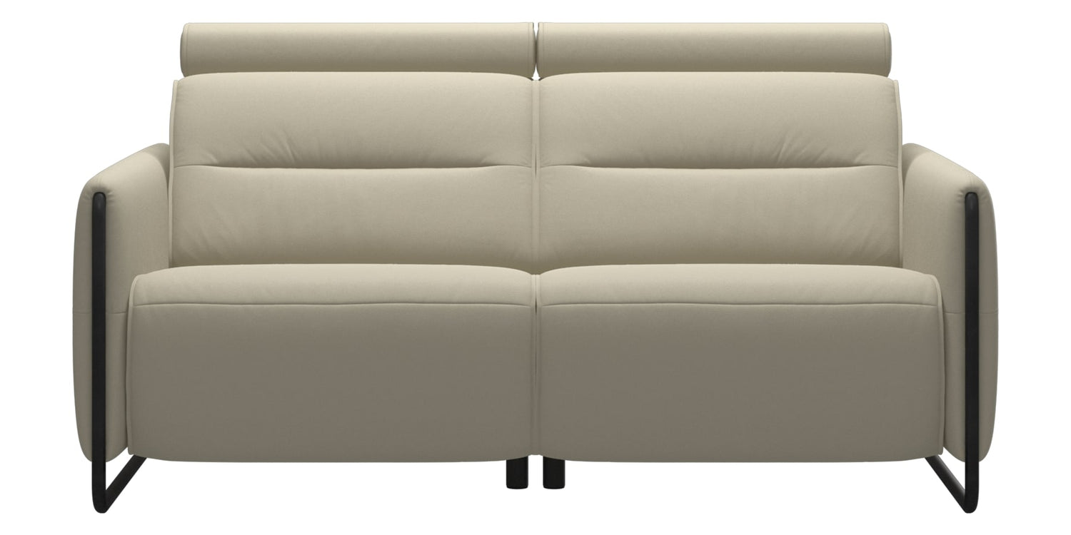 Paloma Leather Light Grey & Matte Black Arm Trim | Stressless Emily 2-Seater Sofa | Valley Ridge Furniture