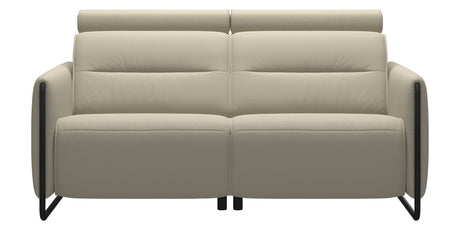 Paloma Leather Light Grey & Matte Black Arm Trim | Stressless Emily 2-Seater Sofa | Valley Ridge Furniture