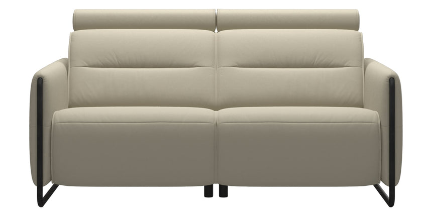Paloma Leather Light Grey & Matte Black Arm Trim | Stressless Emily 2-Seater Sofa | Valley Ridge Furniture