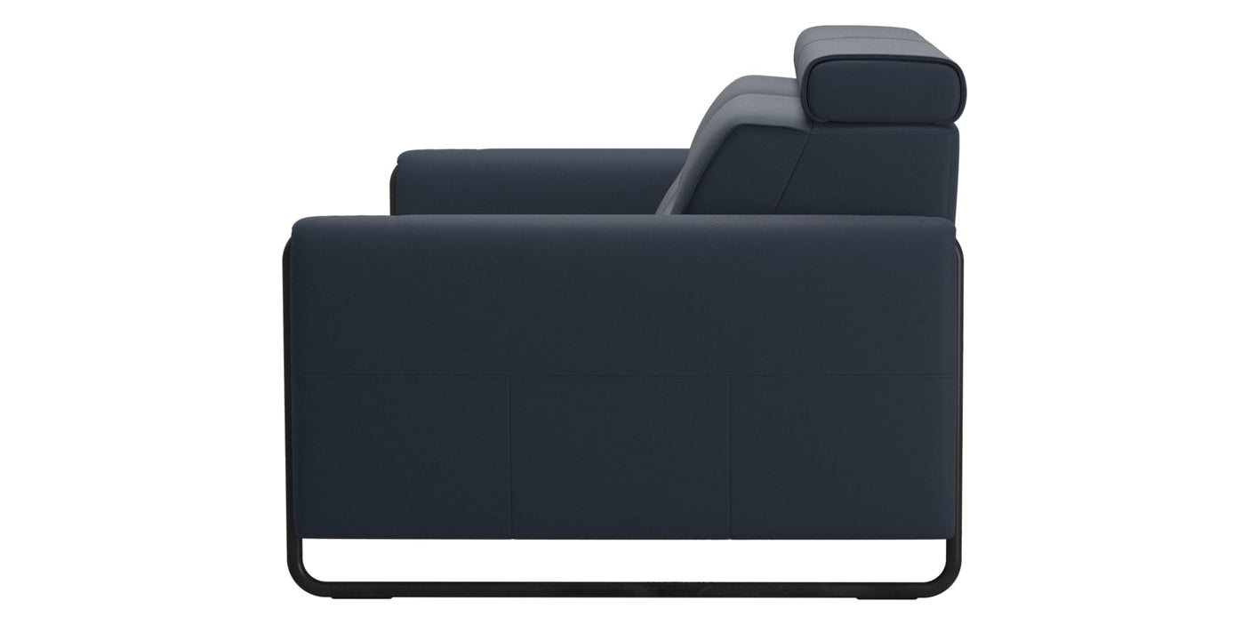 Paloma Leather Oxford Blue & Matte Black Arm Trim | Stressless Emily 2-Seater Sofa | Valley Ridge Furniture