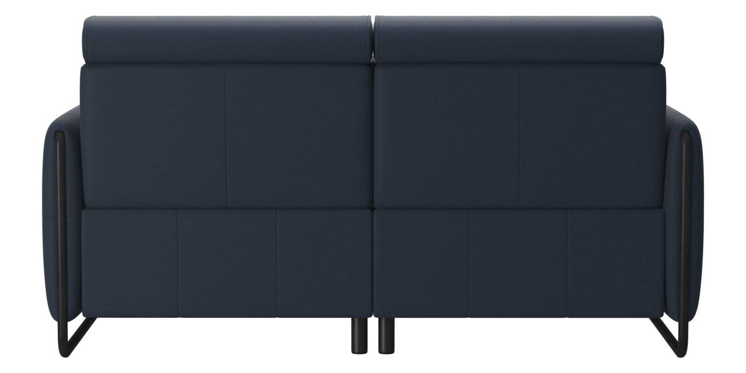 Paloma Leather Oxford Blue & Matte Black Arm Trim | Stressless Emily 2-Seater Sofa | Valley Ridge Furniture