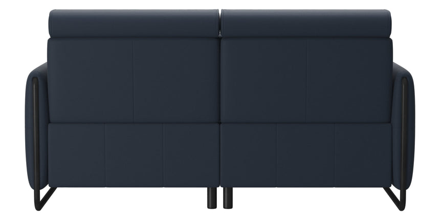 Paloma Leather Oxford Blue & Matte Black Arm Trim | Stressless Emily 2-Seater Sofa | Valley Ridge Furniture