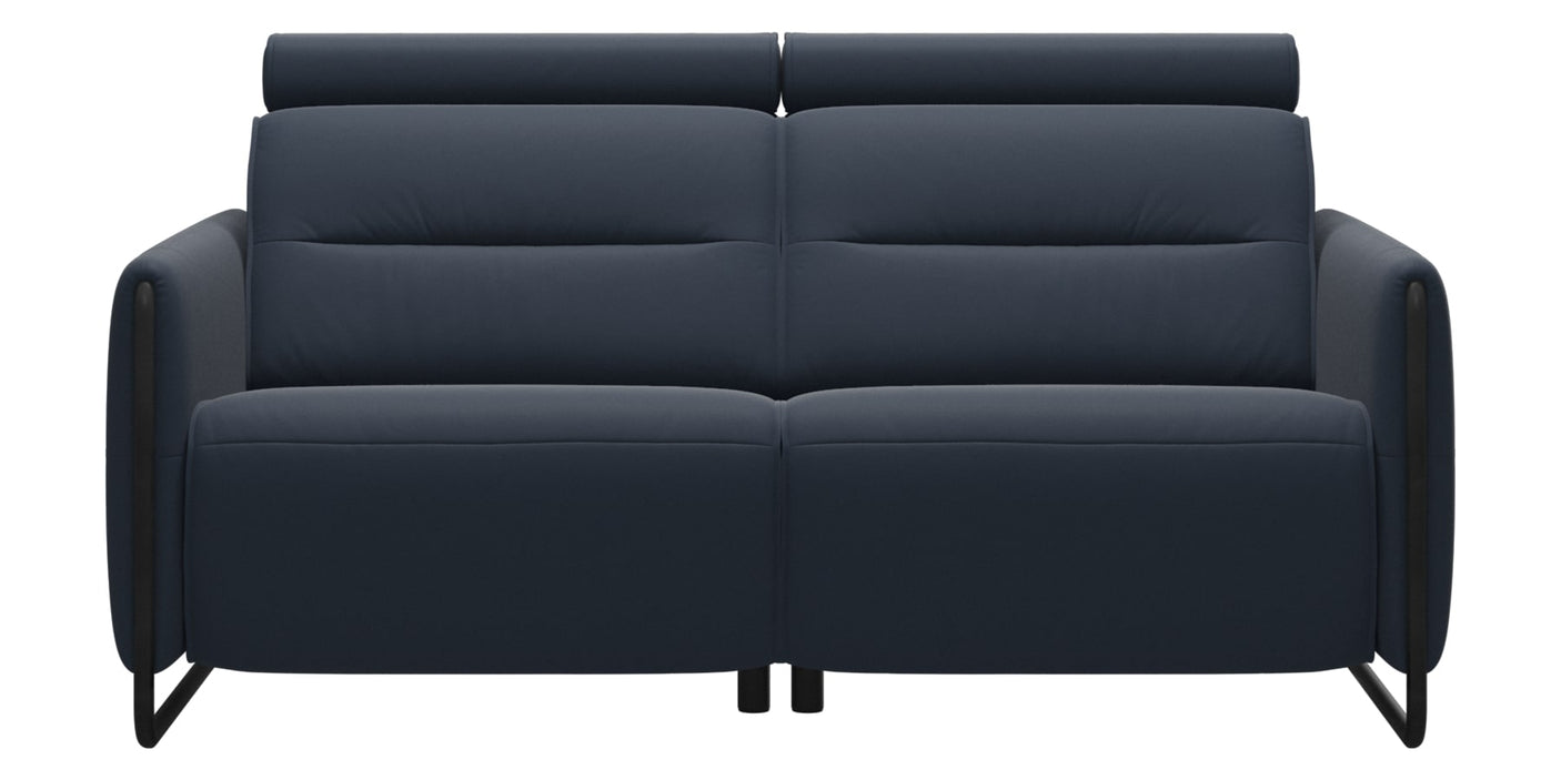 Paloma Leather Oxford Blue & Matte Black Arm Trim | Stressless Emily 2-Seater Sofa | Valley Ridge Furniture