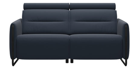 Paloma Leather Oxford Blue & Matte Black Arm Trim | Stressless Emily 2-Seater Sofa | Valley Ridge Furniture
