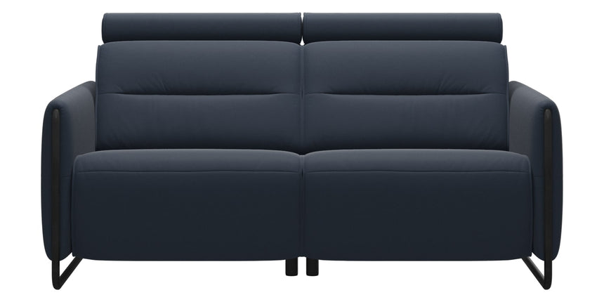 Paloma Leather Oxford Blue & Matte Black Arm Trim | Stressless Emily 2-Seater Sofa | Valley Ridge Furniture