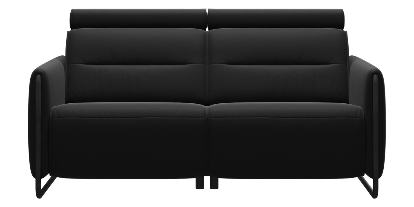 Paloma Leather Black & Matte Black Arm Trim | Stressless Emily 2-Seater Sofa | Valley Ridge Furniture