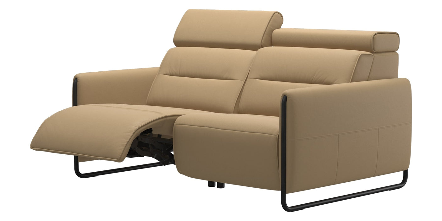 Paloma Leather Sand & Matte Black Arm Trim | Stressless Emily 2-Seater Sofa | Valley Ridge Furniture