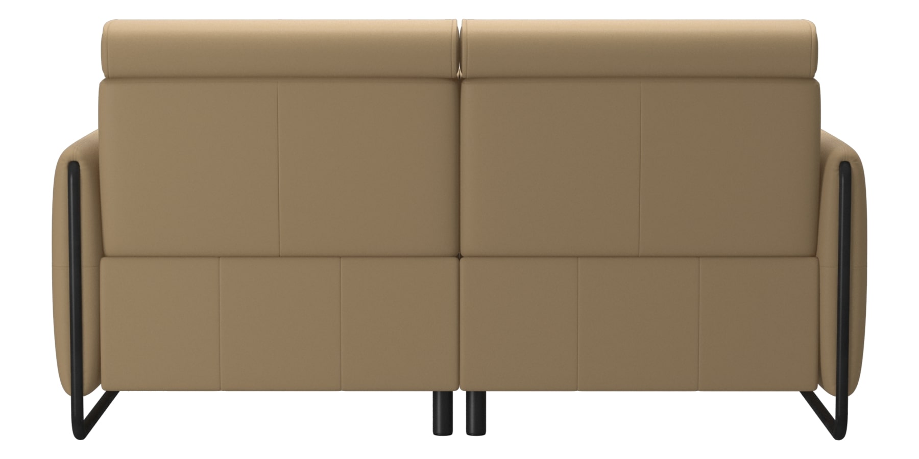 Paloma Leather Sand & Matte Black Arm Trim | Stressless Emily 2-Seater Sofa | Valley Ridge Furniture