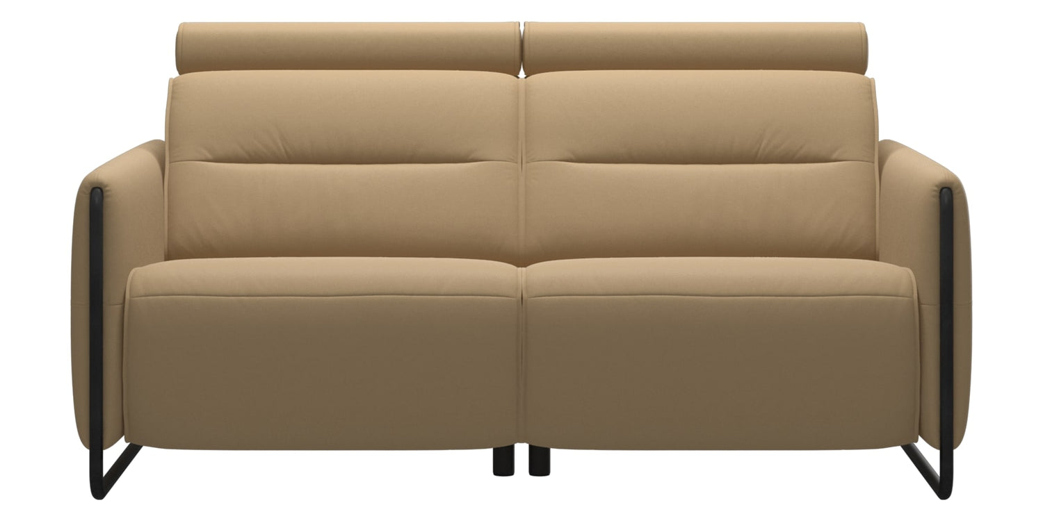 Paloma Leather Sand & Matte Black Arm Trim | Stressless Emily 2-Seater Sofa | Valley Ridge Furniture