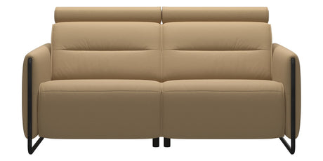 Paloma Leather Sand & Matte Black Arm Trim | Stressless Emily 2-Seater Sofa | Valley Ridge Furniture