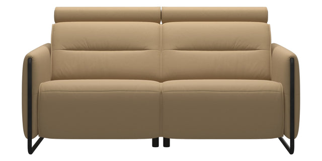 Paloma Leather Sand & Matte Black Arm Trim | Stressless Emily 2-Seater Sofa | Valley Ridge Furniture