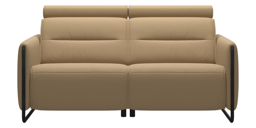 Paloma Leather Sand & Matte Black Arm Trim | Stressless Emily 2-Seater Sofa | Valley Ridge Furniture