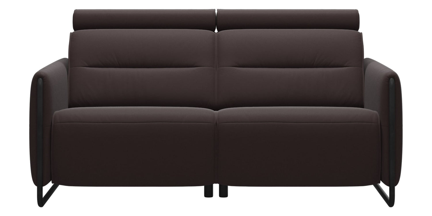 Paloma Leather Chocolate & Matte Black Arm Trim | Stressless Emily 2-Seater Sofa | Valley Ridge Furniture