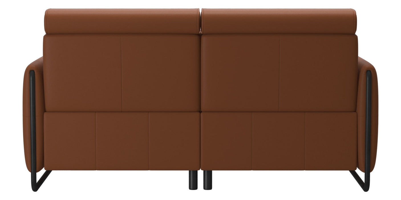 Paloma Leather New Cognac & Matte Black Arm Trim | Stressless Emily 2-Seater Sofa | Valley Ridge Furniture