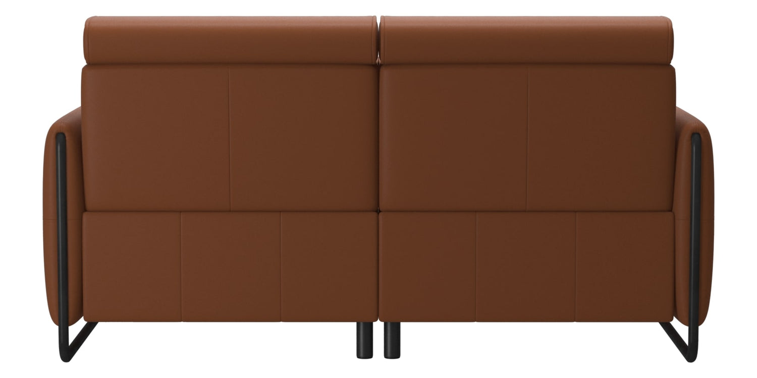 Paloma Leather New Cognac & Matte Black Arm Trim | Stressless Emily 2-Seater Sofa | Valley Ridge Furniture