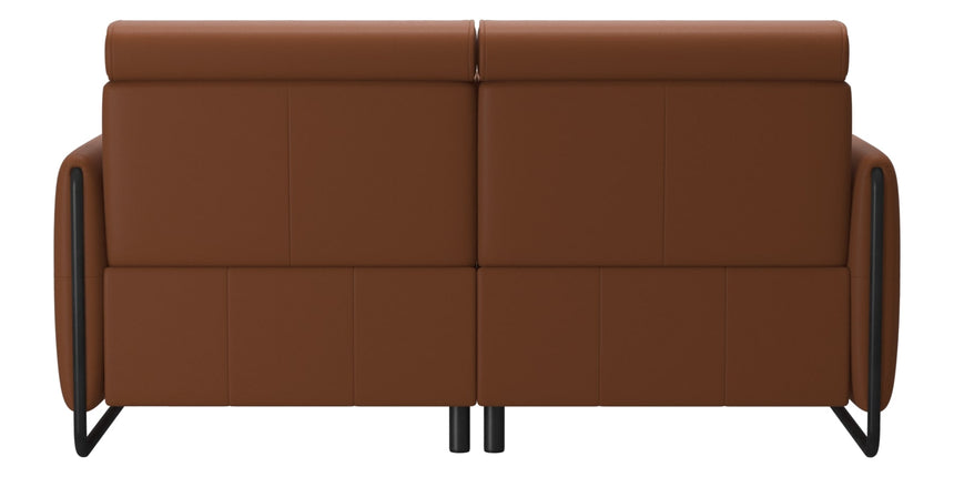 Paloma Leather New Cognac & Matte Black Arm Trim | Stressless Emily 2-Seater Sofa | Valley Ridge Furniture