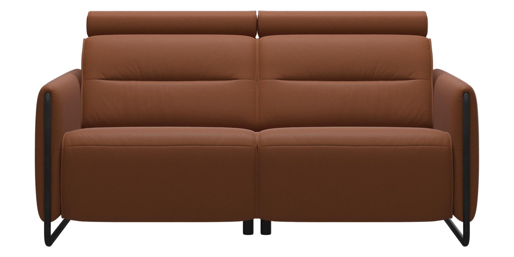 Paloma Leather New Cognac &amp; Matte Black Arm Trim | Stressless Emily 2-Seater Sofa | Valley Ridge Furniture