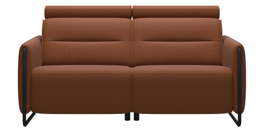 Paloma Leather New Cognac & Matte Black Arm Trim | Stressless Emily 2-Seater Sofa | Valley Ridge Furniture
