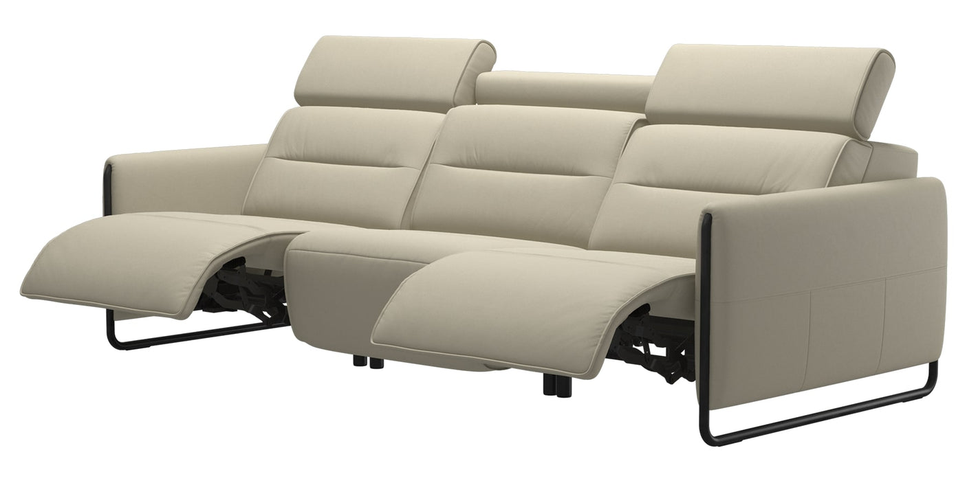 Paloma Leather Light Grey & Matte Black Arm Trim | Stressless Emily 3-Seater Sofa | Valley Ridge Furniture