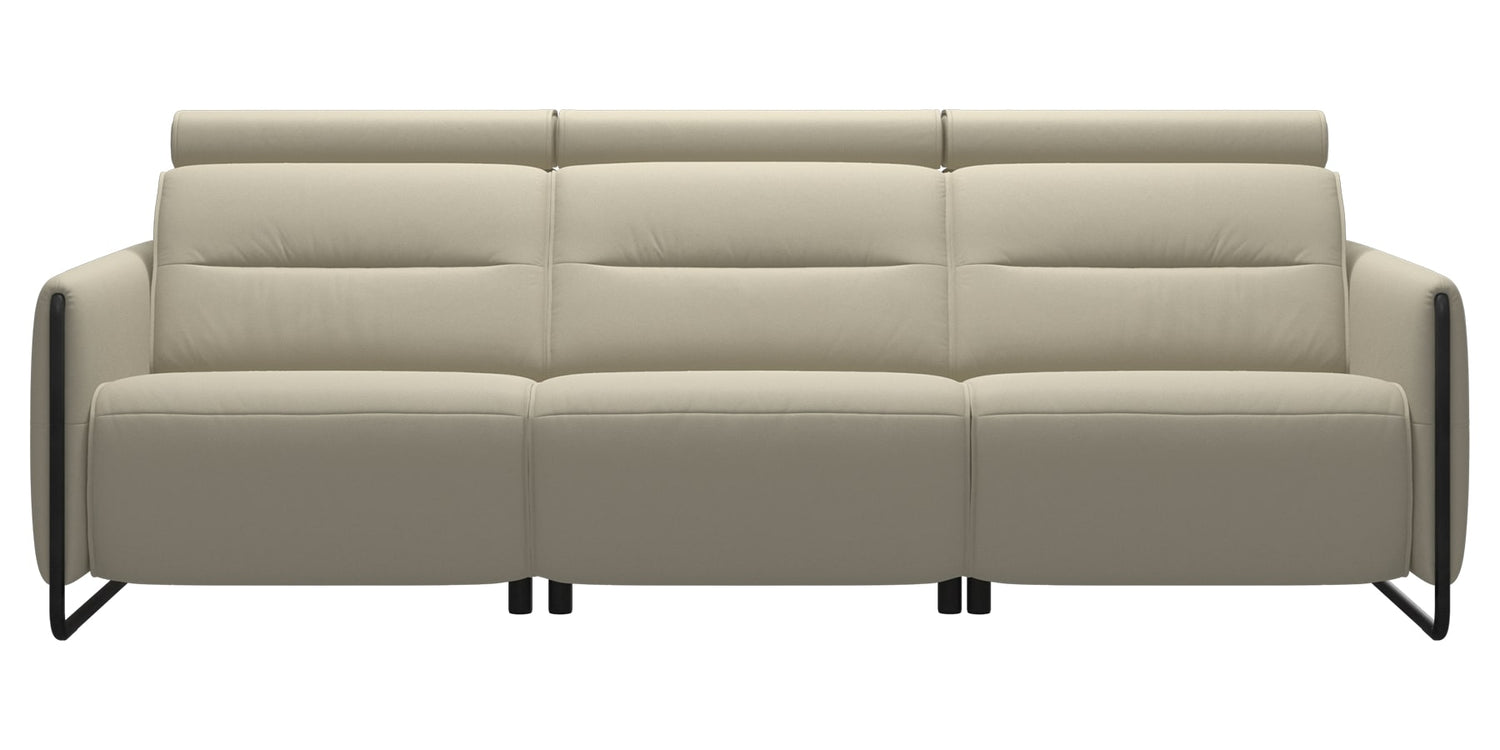 Paloma Leather Light Grey & Matte Black Arm Trim | Stressless Emily 3-Seater Sofa | Valley Ridge Furniture
