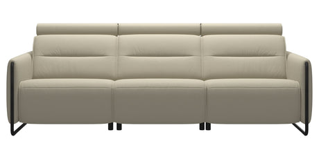 Paloma Leather Light Grey & Matte Black Arm Trim | Stressless Emily 3-Seater Sofa | Valley Ridge Furniture