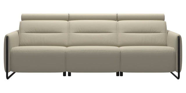 Paloma Leather Light Grey & Matte Black Arm Trim | Stressless Emily 3-Seater Sofa | Valley Ridge Furniture