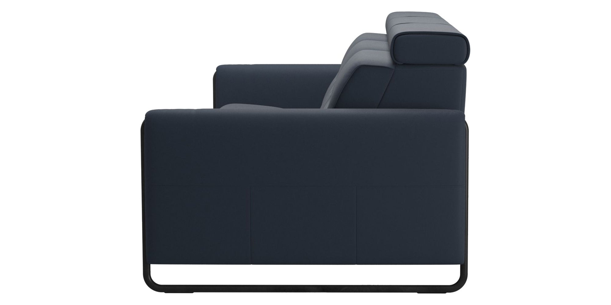 Paloma Leather Oxford Blue &amp; Matte Black Arm Trim | Stressless Emily 3-Seater Sofa | Valley Ridge Furniture