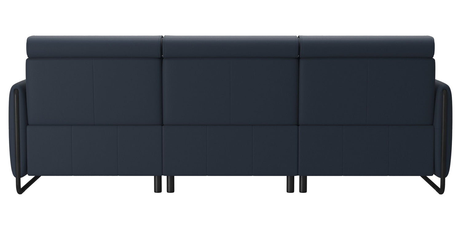 Paloma Leather Oxford Blue & Matte Black Arm Trim | Stressless Emily 3-Seater Sofa | Valley Ridge Furniture