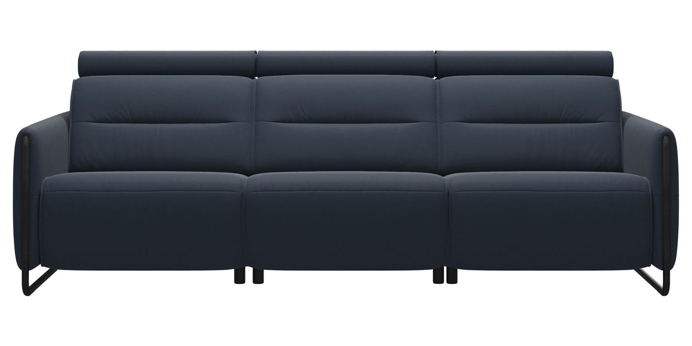 Paloma Leather Oxford Blue & Matte Black Arm Trim | Stressless Emily 3-Seater Sofa | Valley Ridge Furniture