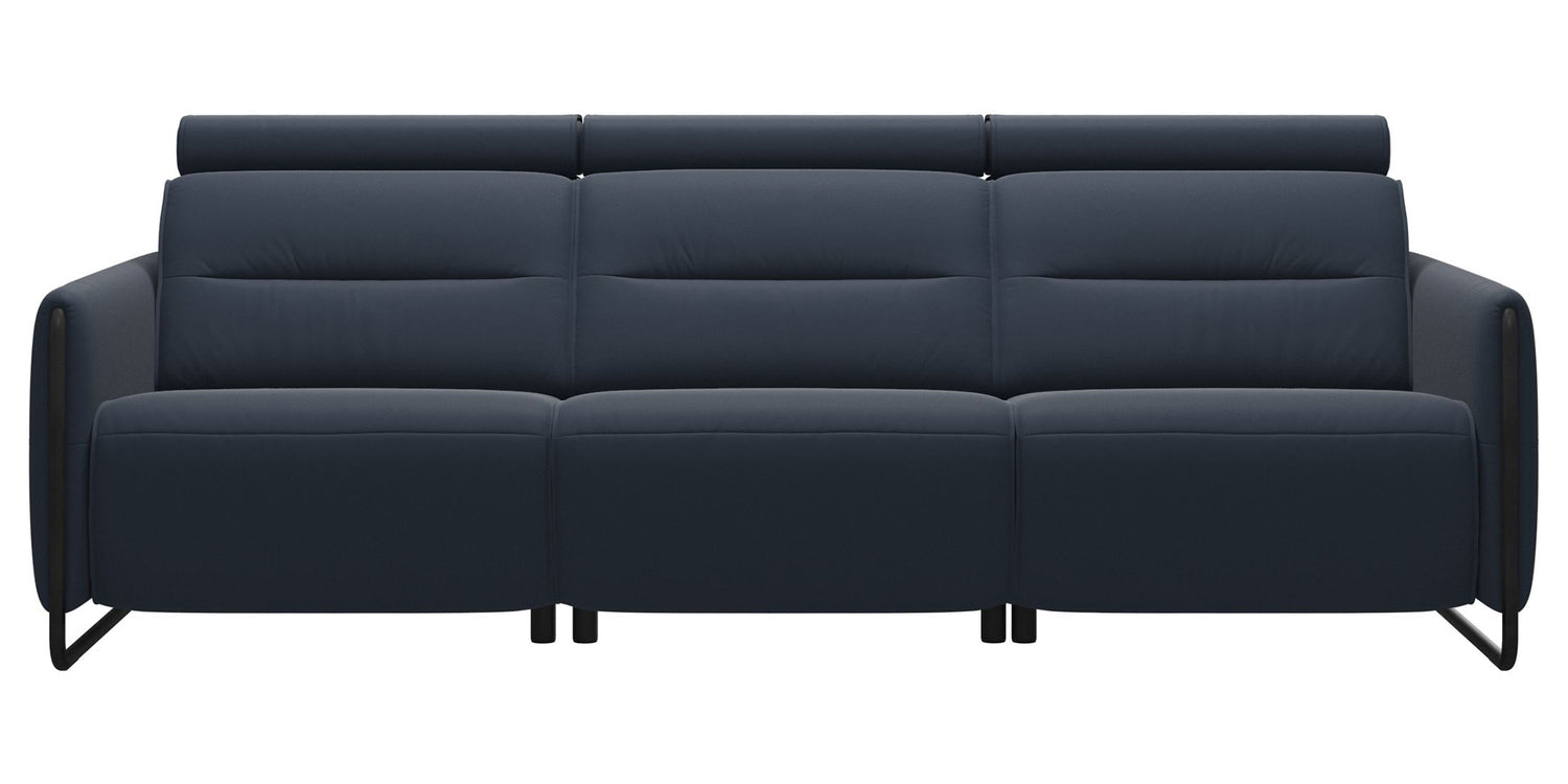 Paloma Leather Oxford Blue & Matte Black Arm Trim | Stressless Emily 3-Seater Sofa | Valley Ridge Furniture