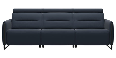 Paloma Leather Oxford Blue & Matte Black Arm Trim | Stressless Emily 3-Seater Sofa | Valley Ridge Furniture