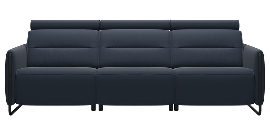 Paloma Leather Oxford Blue & Matte Black Arm Trim | Stressless Emily 3-Seater Sofa | Valley Ridge Furniture