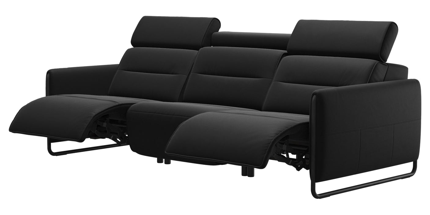 Paloma Leather Black & Matte Black Arm Trim | Stressless Emily 3-Seater Sofa | Valley Ridge Furniture