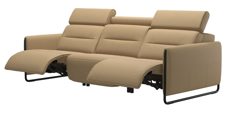 Paloma Leather Sand & Matte Black Arm Trim | Stressless Emily 3-Seater Sofa | Valley Ridge Furniture