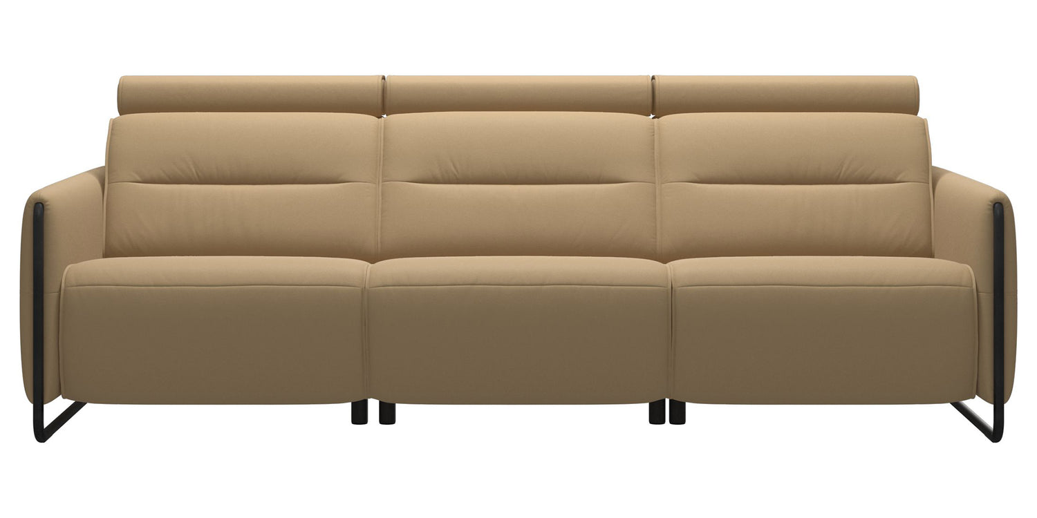 Paloma Leather Sand & Matte Black Arm Trim | Stressless Emily 3-Seater Sofa | Valley Ridge Furniture