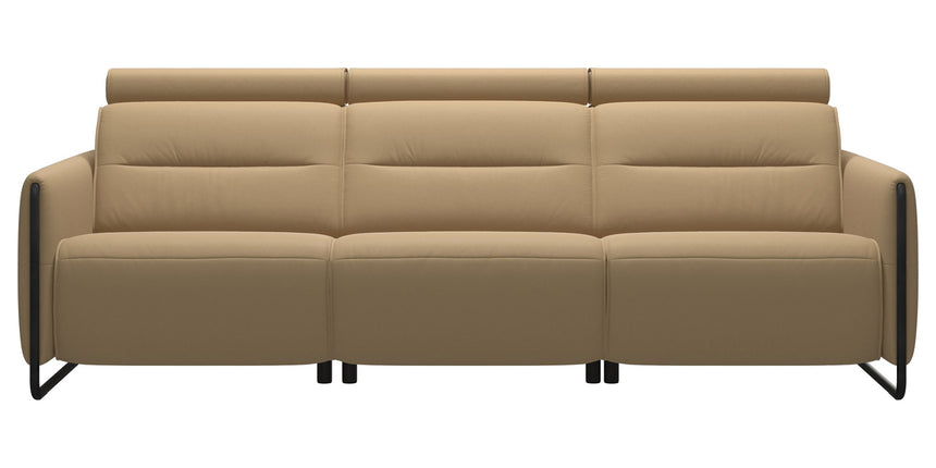 Paloma Leather Sand & Matte Black Arm Trim | Stressless Emily 3-Seater Sofa | Valley Ridge Furniture