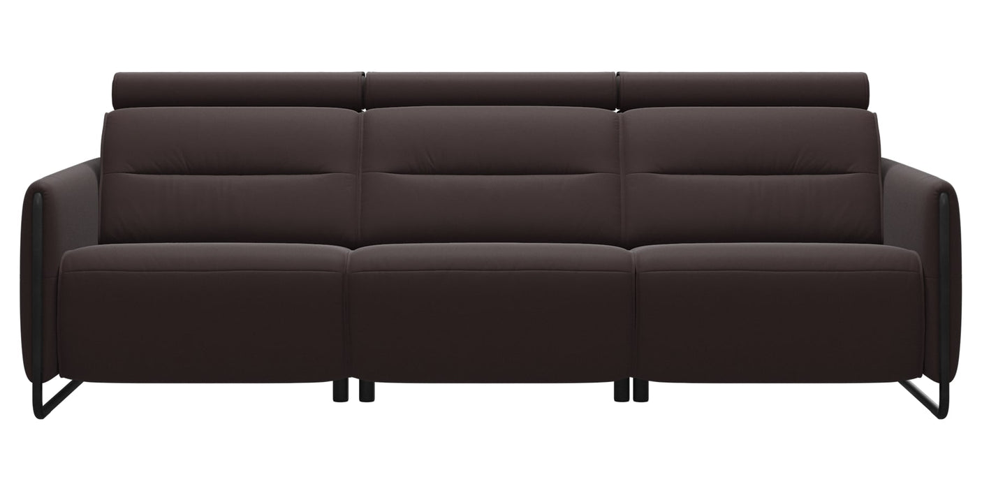 Paloma Leather Chocolate & Matte Black Arm Trim | Stressless Emily 3-Seater Sofa | Valley Ridge Furniture