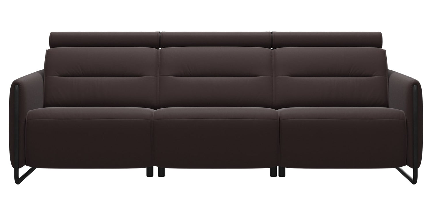 Paloma Leather Chocolate & Matte Black Arm Trim | Stressless Emily 3-Seater Sofa | Valley Ridge Furniture