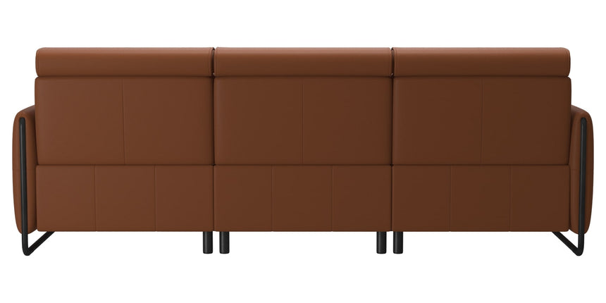 Paloma Leather New Cognac & Matte Black Arm Trim | Stressless Emily 3-Seater Sofa | Valley Ridge Furniture