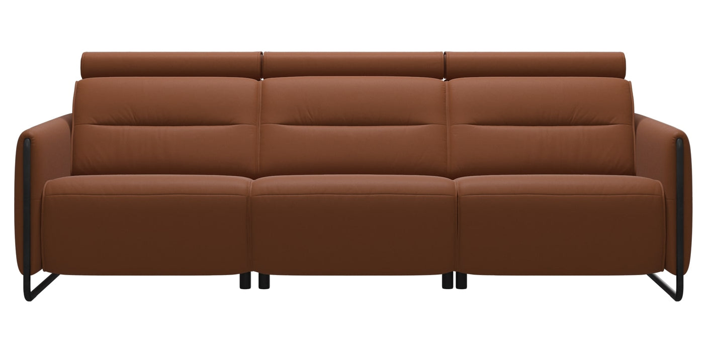 Paloma Leather New Cognac & Matte Black Arm Trim | Stressless Emily 3-Seater Sofa | Valley Ridge Furniture