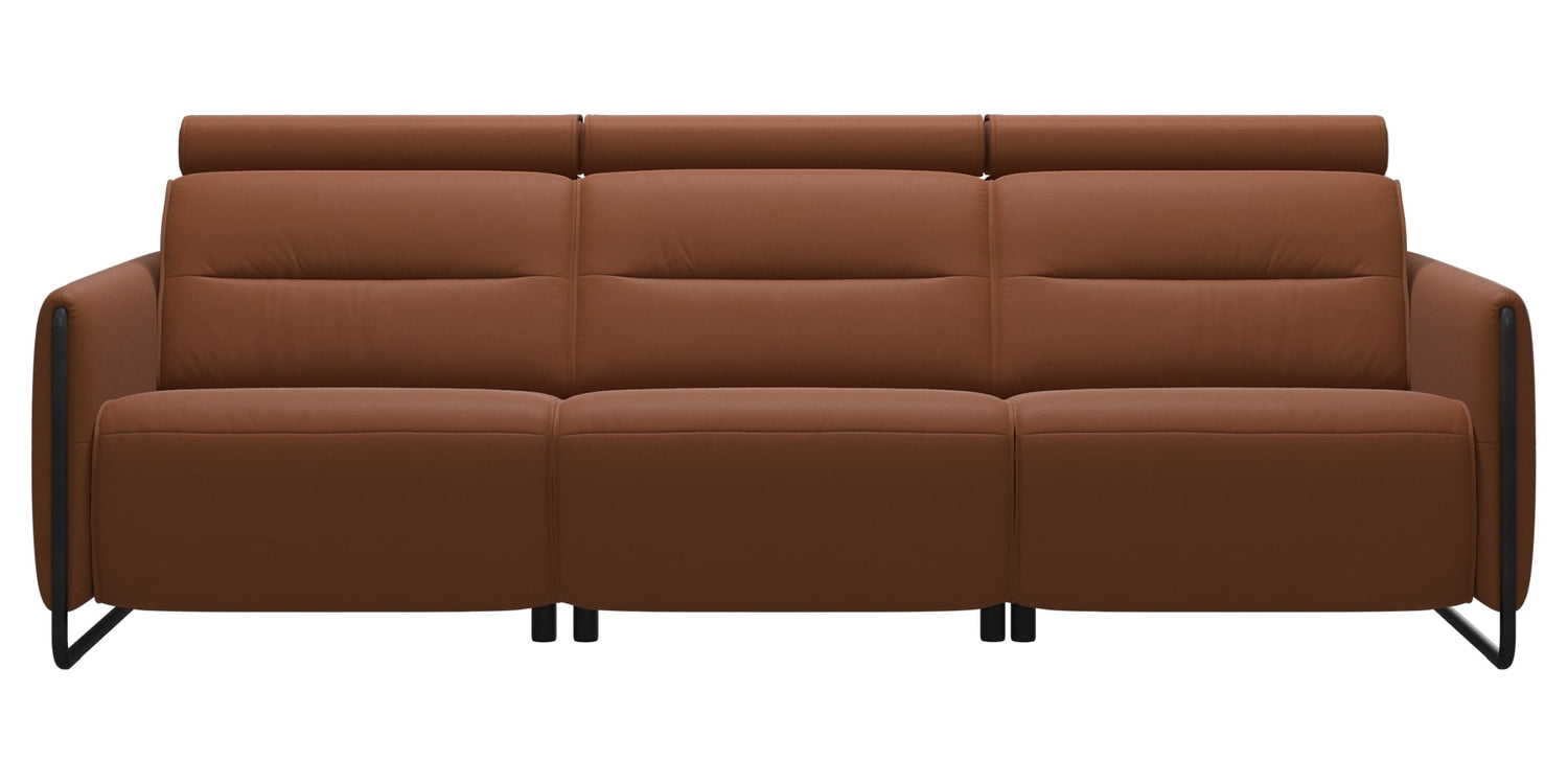 Paloma Leather New Cognac & Matte Black Arm Trim | Stressless Emily 3-Seater Sofa | Valley Ridge Furniture