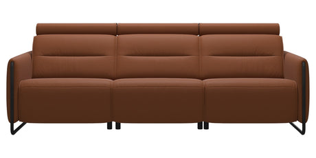 Paloma Leather New Cognac & Matte Black Arm Trim | Stressless Emily 3-Seater Sofa | Valley Ridge Furniture