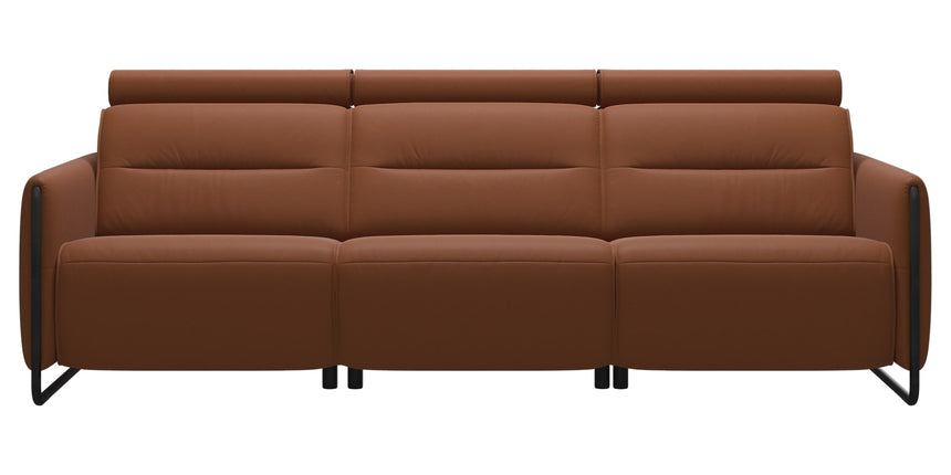 Paloma Leather New Cognac & Matte Black Arm Trim | Stressless Emily 3-Seater Sofa | Valley Ridge Furniture