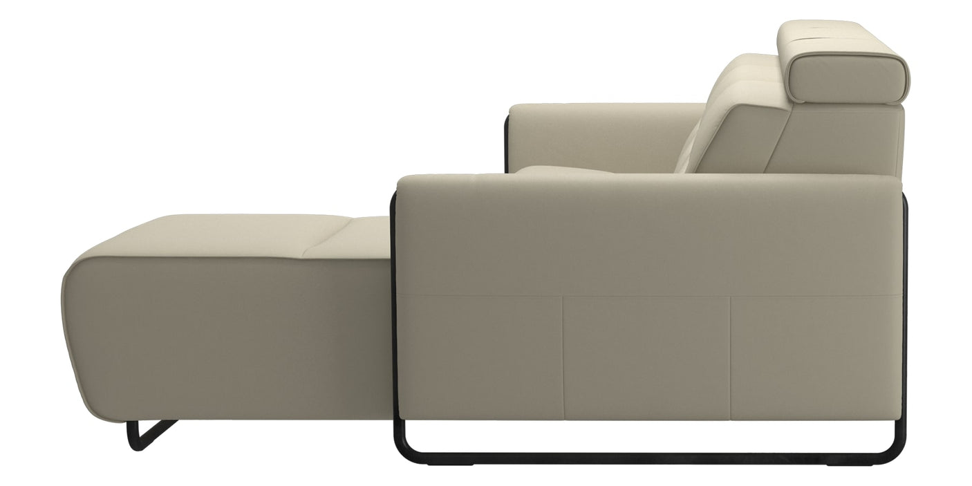 Paloma Leather Light Grey & Matte Black Arm Trim | Stressless Emily 2-Seater Sofa with Long Seat | Valley Ridge Furniture