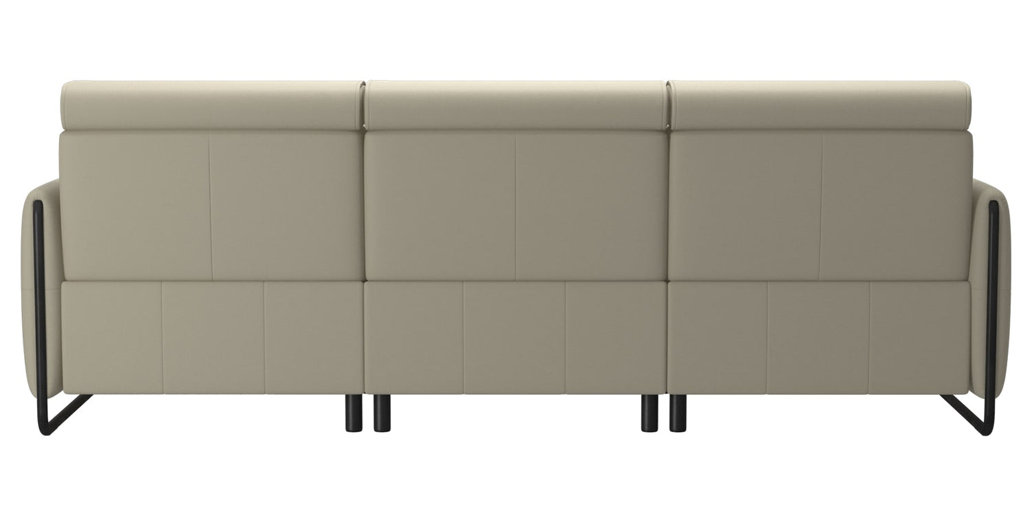 Paloma Leather Light Grey & Matte Black Arm Trim | Stressless Emily 2-Seater Sofa with Long Seat | Valley Ridge Furniture