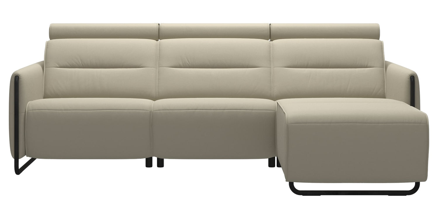 Paloma Leather Light Grey & Matte Black Arm Trim | Stressless Emily 2-Seater Sofa with Long Seat | Valley Ridge Furniture