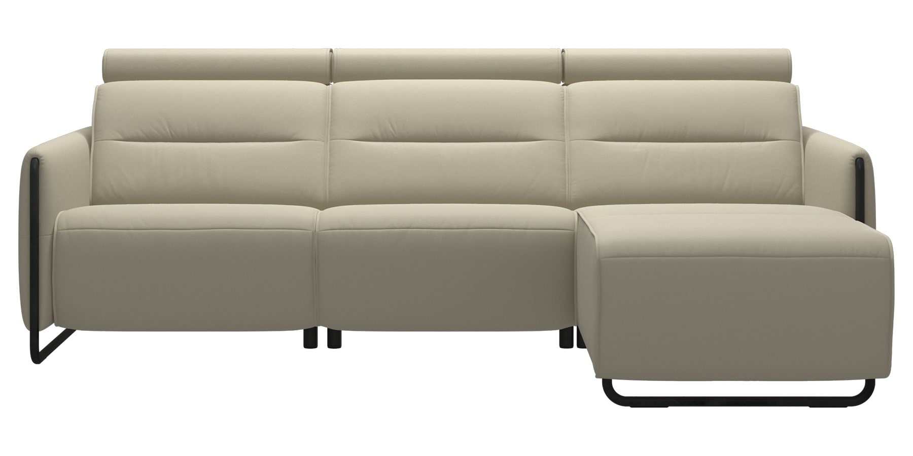 Paloma Leather Light Grey &amp; Matte Black Arm Trim | Stressless Emily 2-Seater Sofa with Long Seat | Valley Ridge Furniture